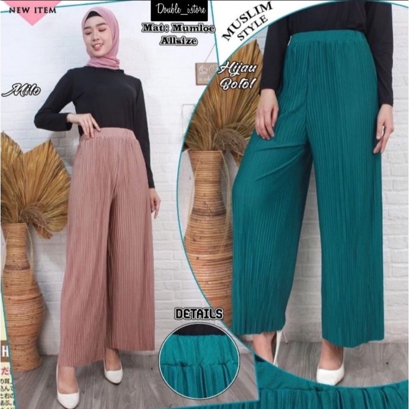 CELANA KULOT PREMIUM / KULOT PLISKET KECIL / CELANA KULOT PLISKET LIDI | celana kulot plisket kecil 