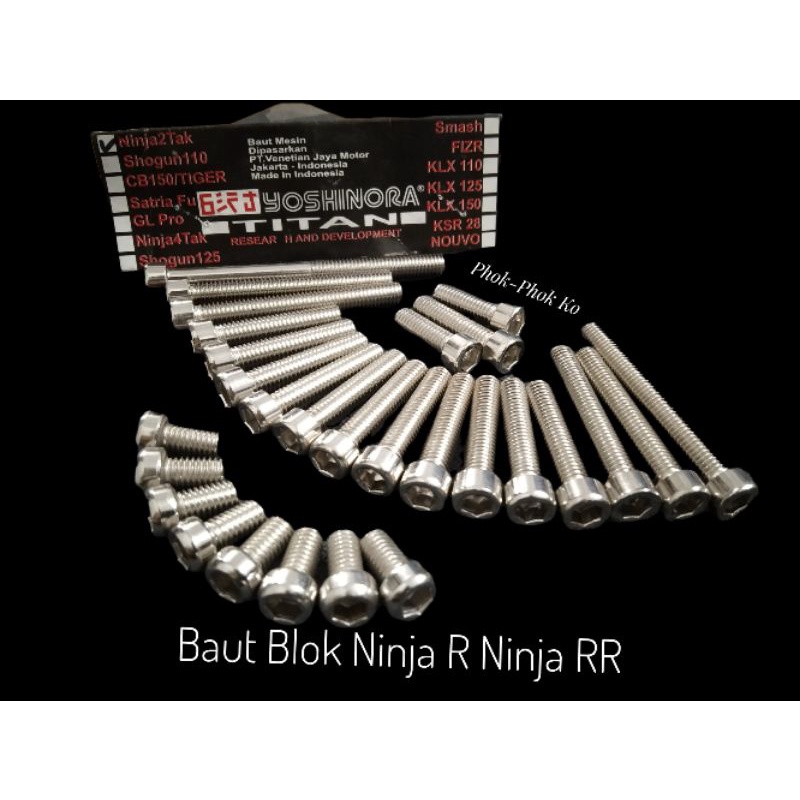 Baut Blok Mesin Nina R Ninja RR Set Kiri-Kanan 28 Pcs