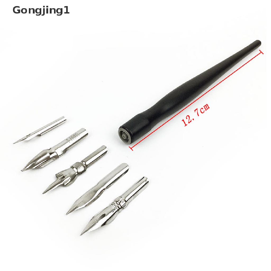 Gongjing1 Set Pena Kaligrafi 5 Nib Dengan 1