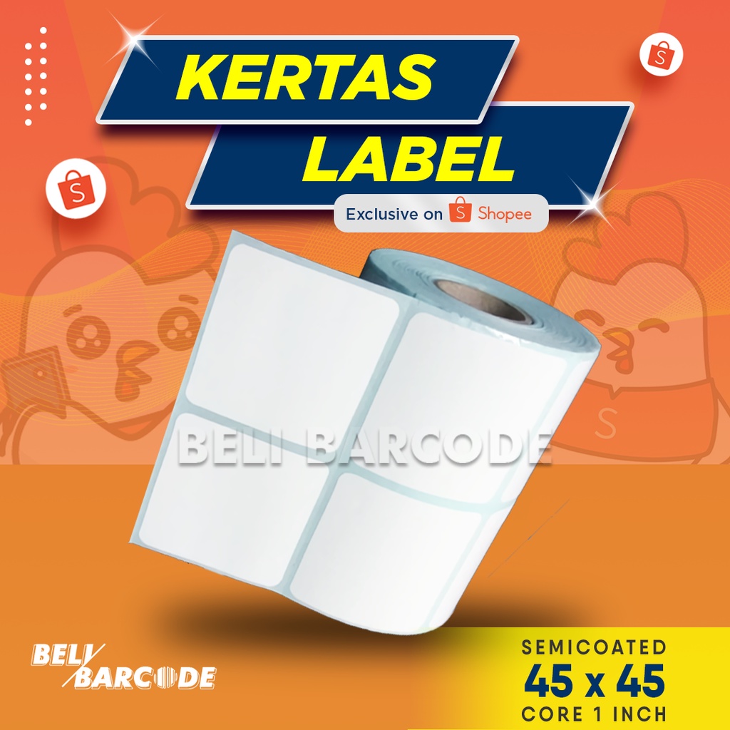 Label Barcode Stiker Semicoated 45x45 mm 2 Line @2000pcs