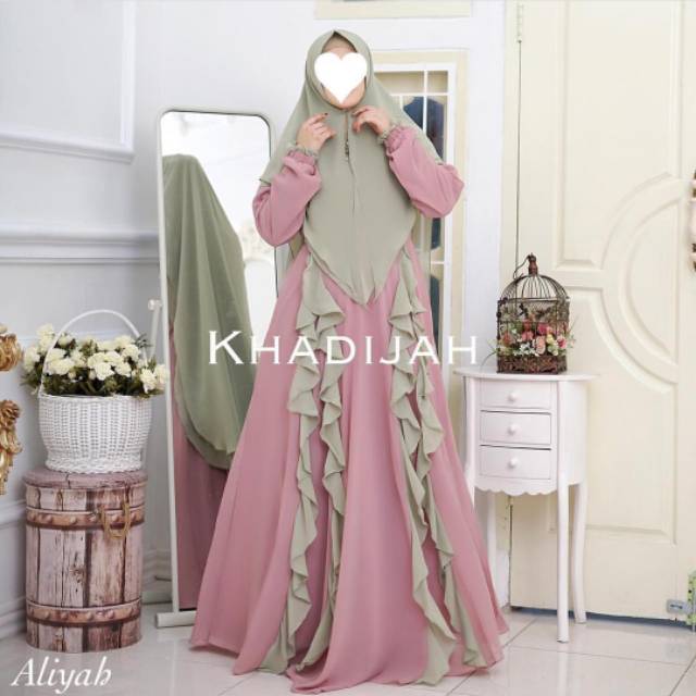 Gamis syari aliyah cantik keren lucu pesta mewah original khadijah real pict branded