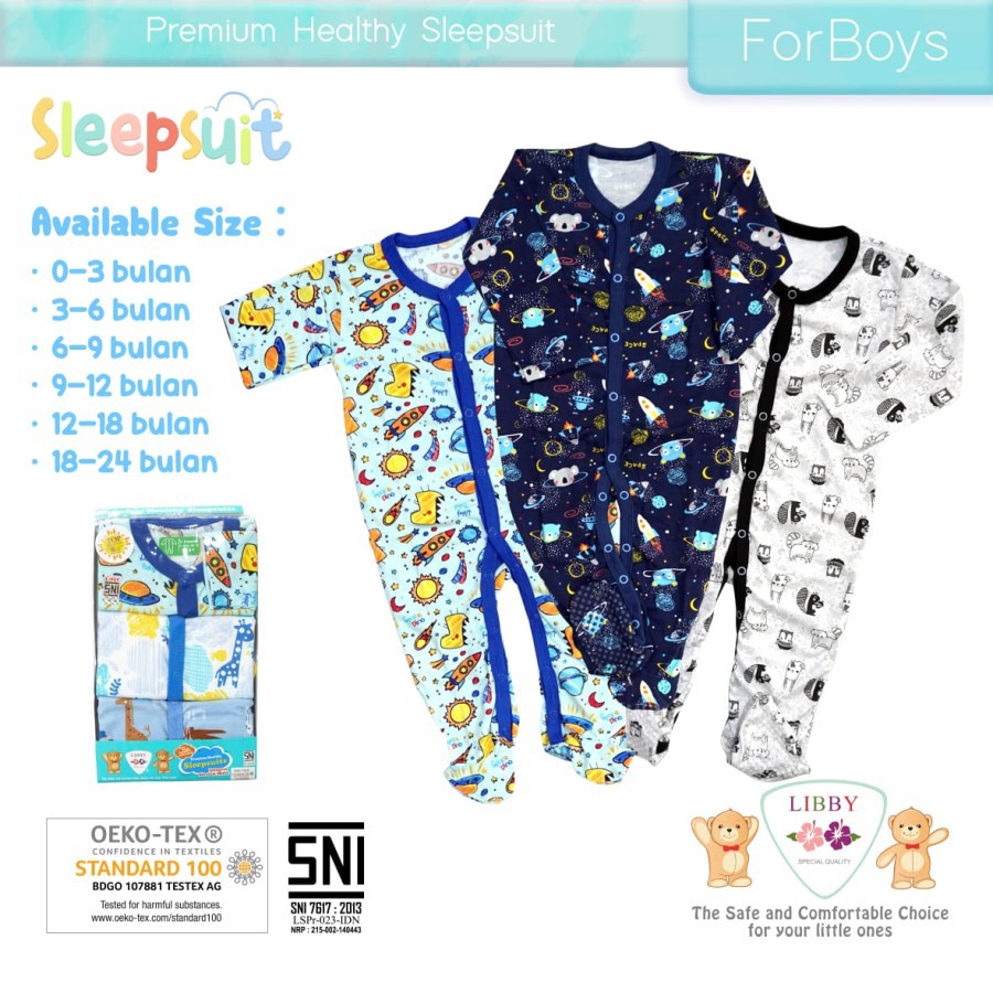 Libby Lullaby Premium Sleepsuit 3pk