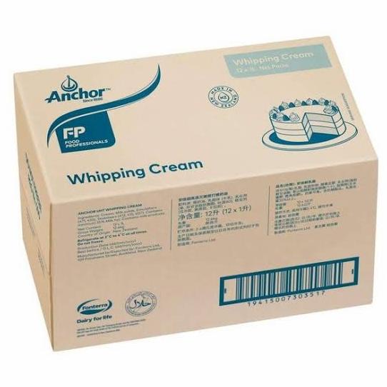 

(BISA COD) Anchor whipping cream carton 12x1 Lt
