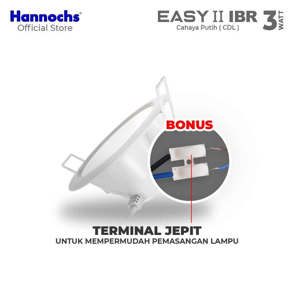 Hannochs Downlight LED EASY II 3W IBR Cahaya Putih