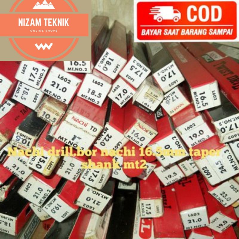 Mata bor besi Nachi drill Bor nachi 16.5mm taper shank mt2 HSS
