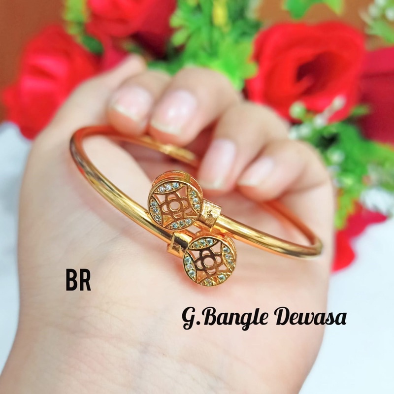 GELANG BANGLE TITANIUM DEWASA BERBAGAI MOTIF DAN MODEL MENARIK PERMATA ZIRCON KUALITAS TERBAIK | COD