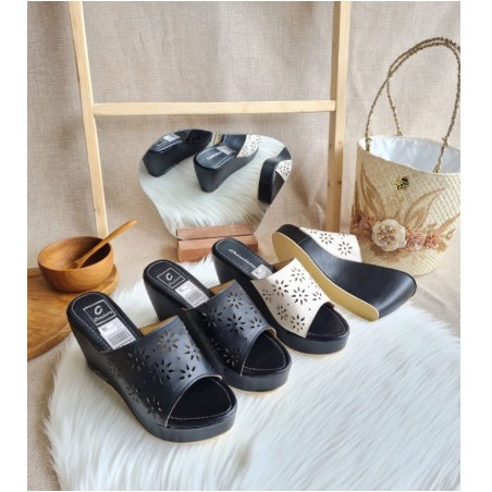 Hdr 03 Wedges laser Sandal Bahan Sintetis