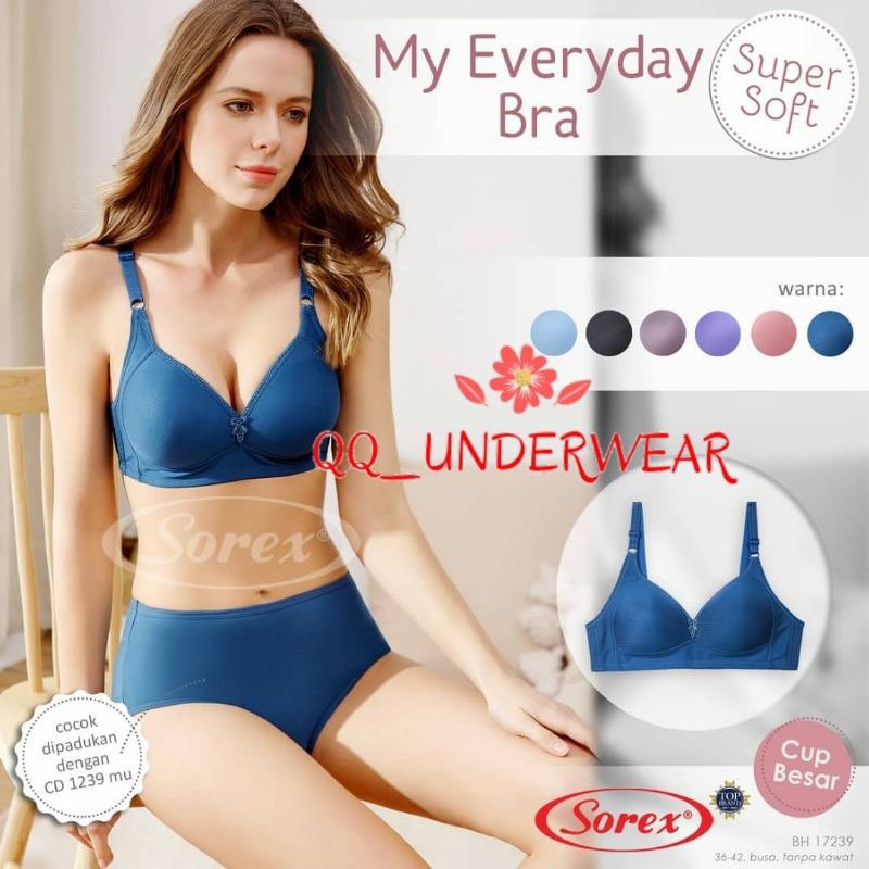 Bra Sorex 17239 / Bh Sorex Tanpa Kawat Cup Besar Kait 3 Super Soft / Bh Sorex 17239 / Bra Sorex 17239