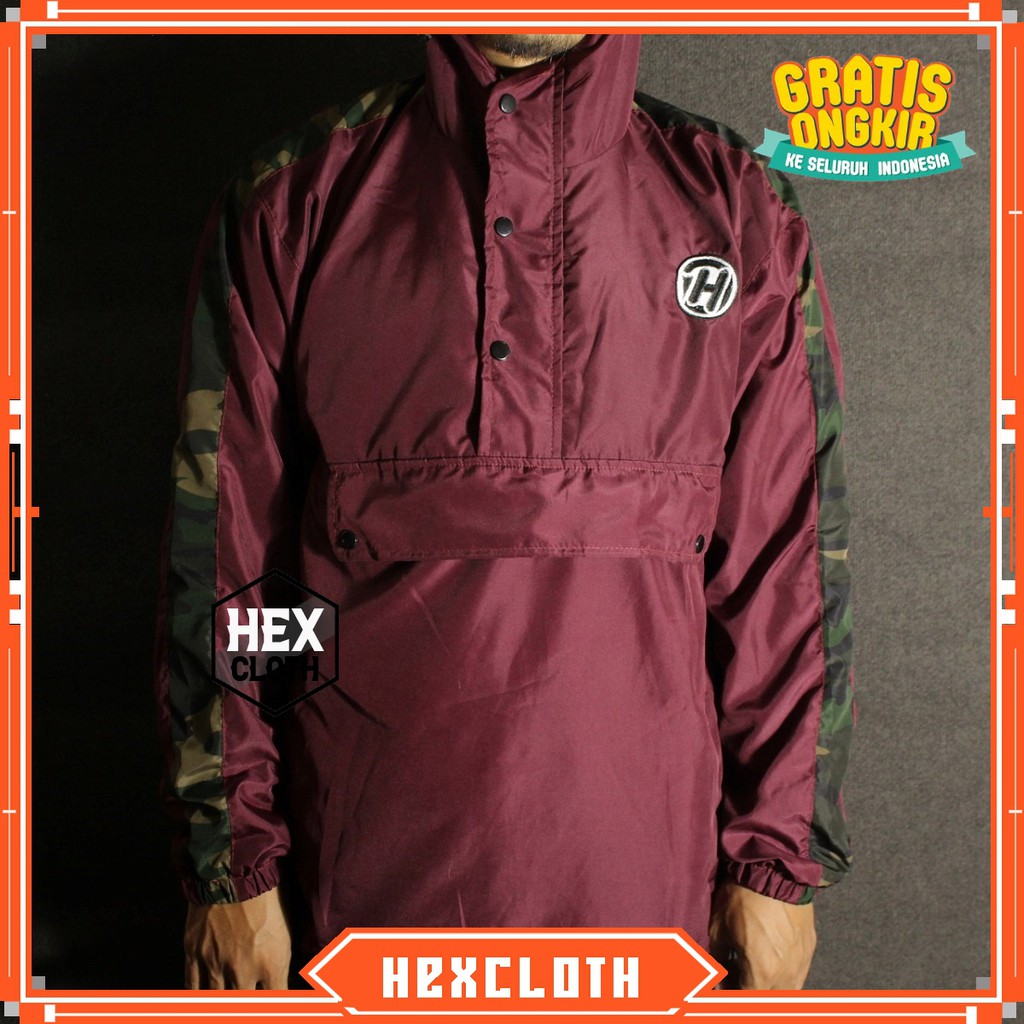 Jaket Taslan Cagoule Cowo List Army Holdhand