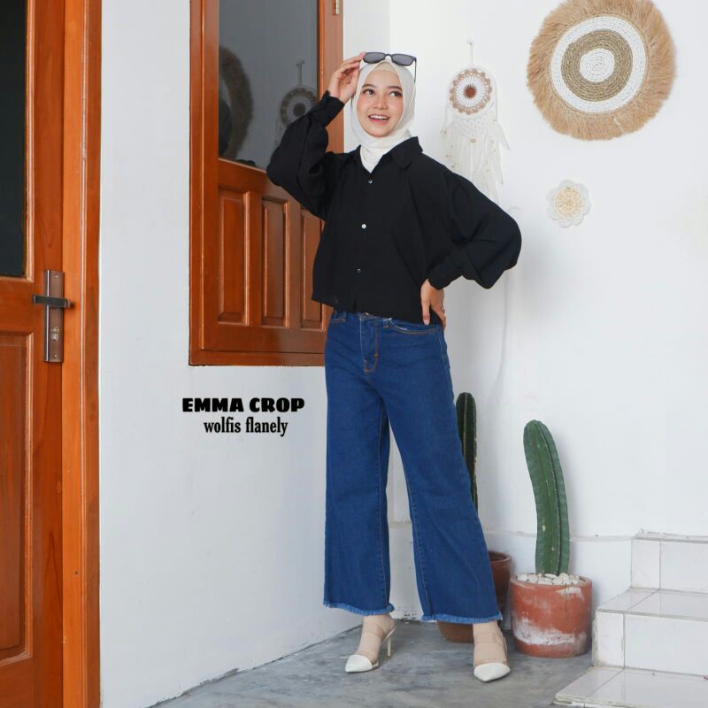 BLOUSE TARTAN LENGAN BALON MIZU KOREAN STYLE | KEMEJA MODEL FLANEL WANITA NUMMA-7