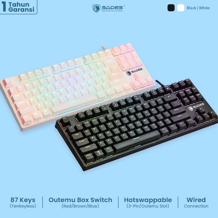 Sades Khanda TKL RGB Keyboard Gaming Mechanical Outemu Switch ORIGINAL