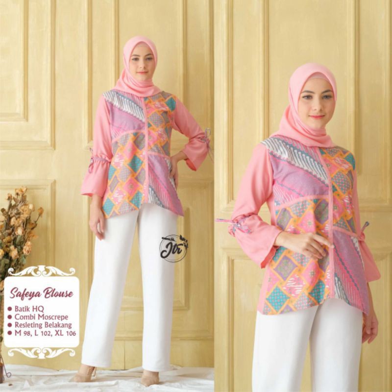 tey-17 Batik wanita ASJ SA HRB026 Kenongo Kemeja Tosca Pendek-Kode J