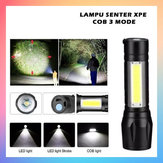 Senter Mini XPE COB Led Zoom Super Terang Swat Police Light Recharge