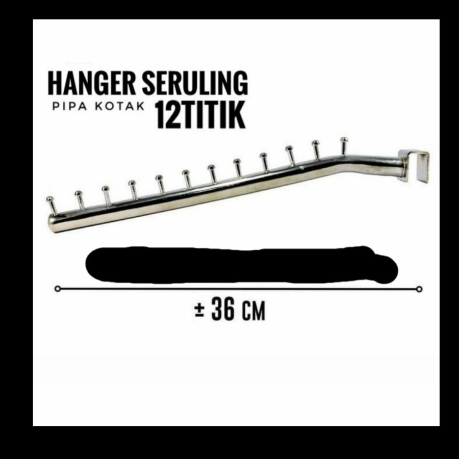 Hanger Suling Lurus Tekuk Belalai 12 Titik Stainless Pipa Dinding Baju