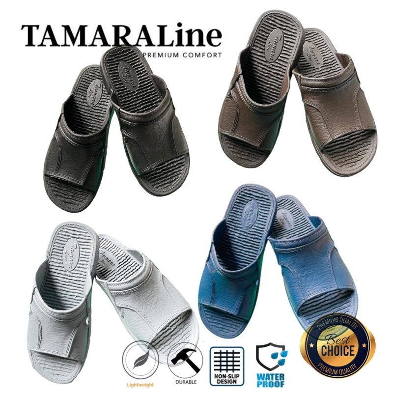 Sandal Selop Slide Slip on Karet Pria Dewasa / Remaja - TAMARALINE 120 / Bahan Premium Lentur Empuk Ringan Kuat Anti Slip Anti Air Model Sandal Casual Santai Rumah Hotel Outdoor Kamar Mandi Murah Original