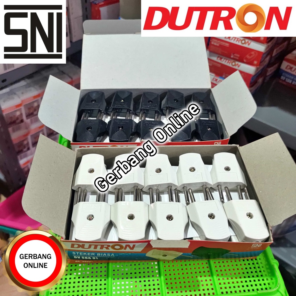 Steker Gepeng Dutron Steker Biasa Gepeng Dutron Putih Hitam DV-SBA-01