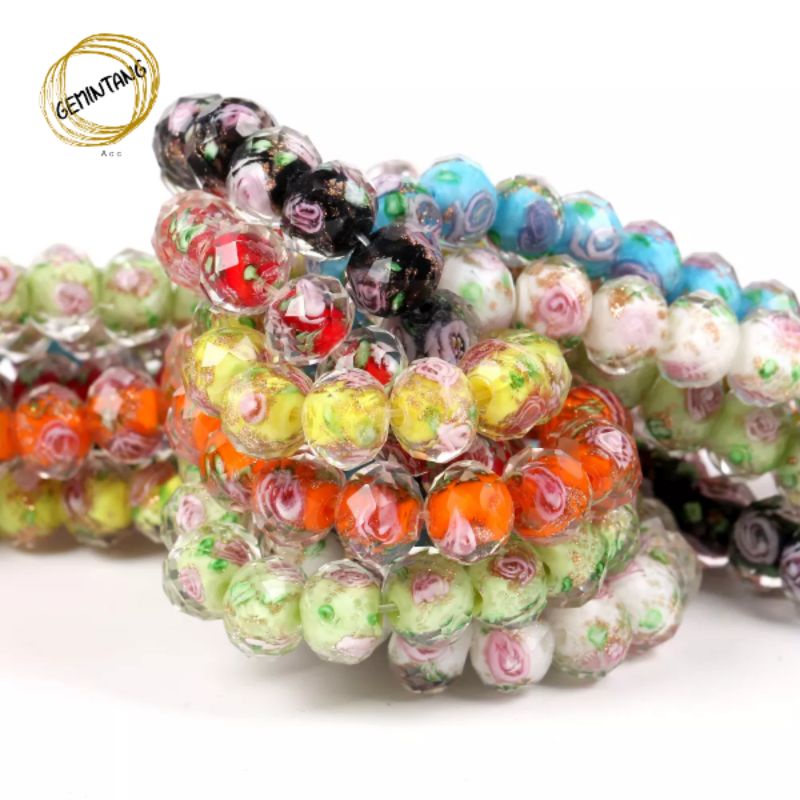 Bahan Gelang Manik Kristal Ceko Murano Lampwork Glassbeads Rose Batu Ceko Murano
