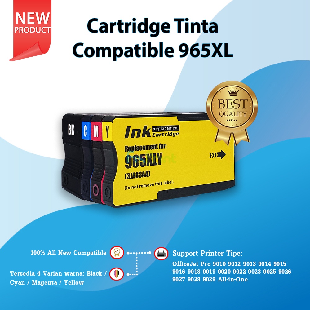 Cartridge Tinta Compatible 965XL Black Cyan Magenta Yellow Refill Ink H-965XLC 965 Printer XP OfficeJet Pro 9010 9012 9013 9014 9015 9016 9018 9019  9020 9022 9023 9025 9026 9027 9028 9029 All-in-One