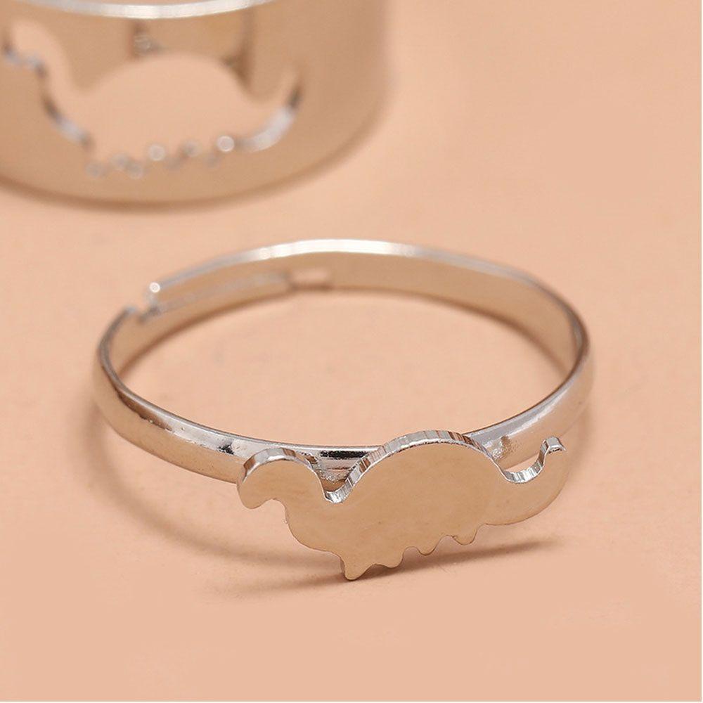 Nanas 2Pcs/Set Cincin Desain Kreatif Wanita Fashion Bentuk Dinosaurus