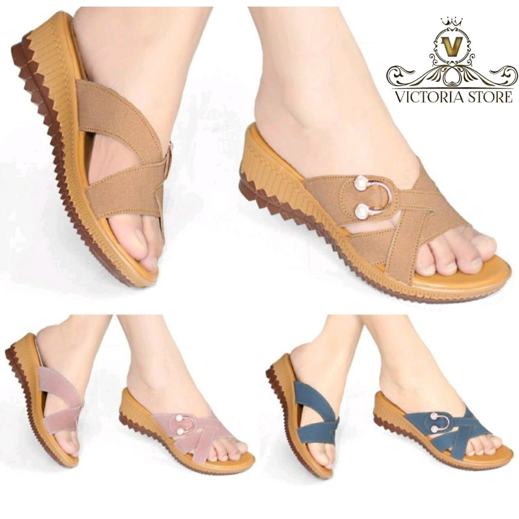 Sandal Sendal Wanita Wedges Terbaru Kekinian Murah