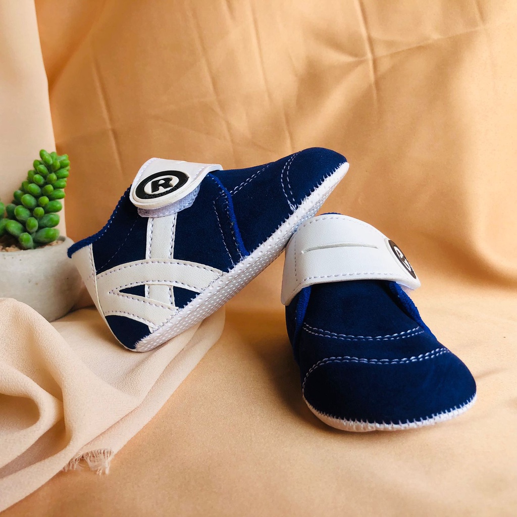 Sepatu PRE COWOK Anak Bayi Laki Laki Perempuan Prewalker Shoes 0-12 bulan Terbaru Model Perekat Velkro Baby Boy Lucu Murah BABY R