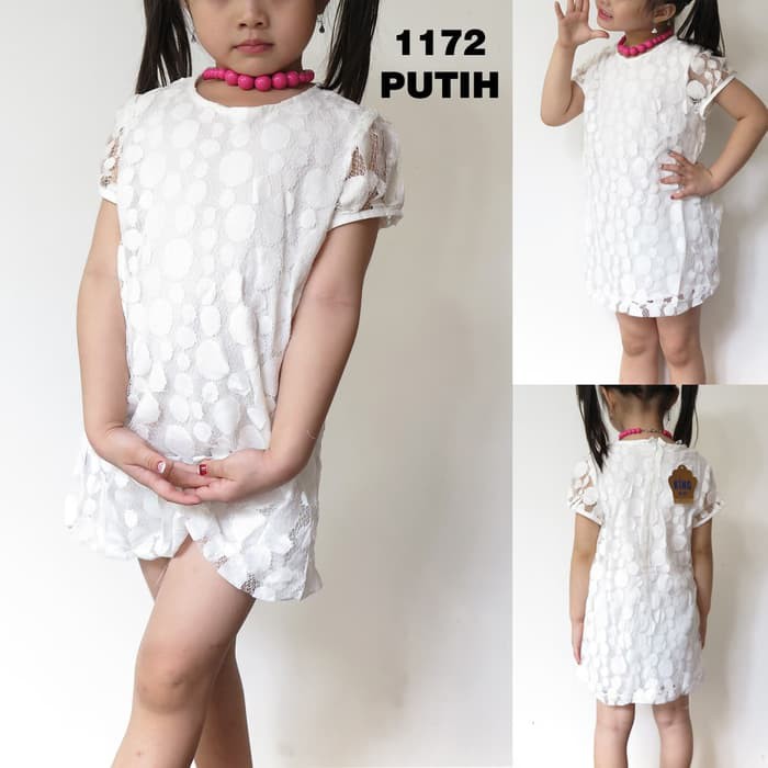 BAJU ANAK 1172 PUTIH POLOS - DRESS ANAK MURAH