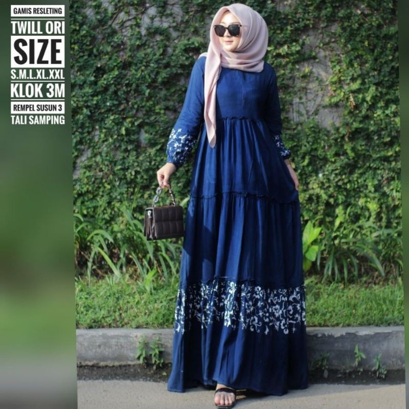 GAMIS TWILL ORI/ SUSUN CAP MALAM/ RESLETING DEPAN BUSUI/ GAMIS CAP PEKALONGAN/ GAMIS KEKINIAN