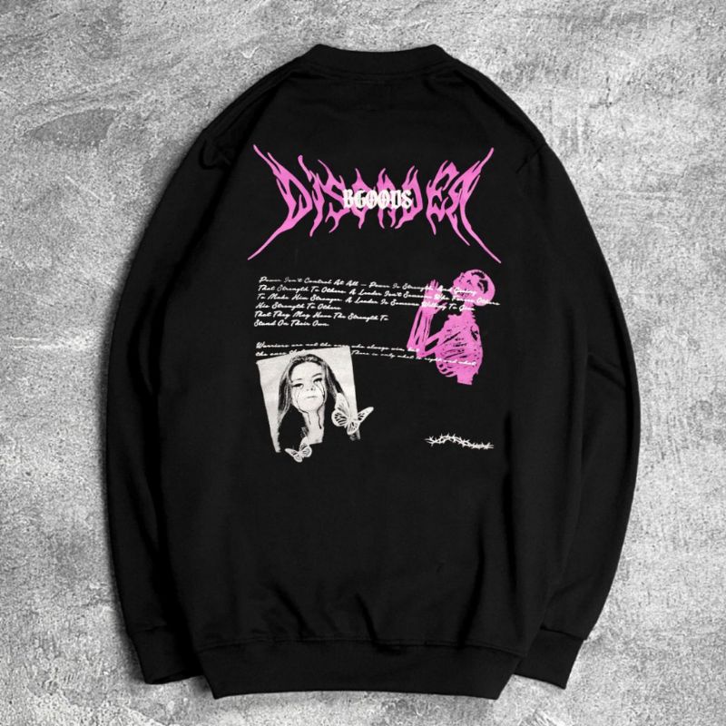 Crewneck Black Font Metal Luminos Aesthetic Pria & Wanita Crewnek Motif Distro Fleece Sweate Switer 