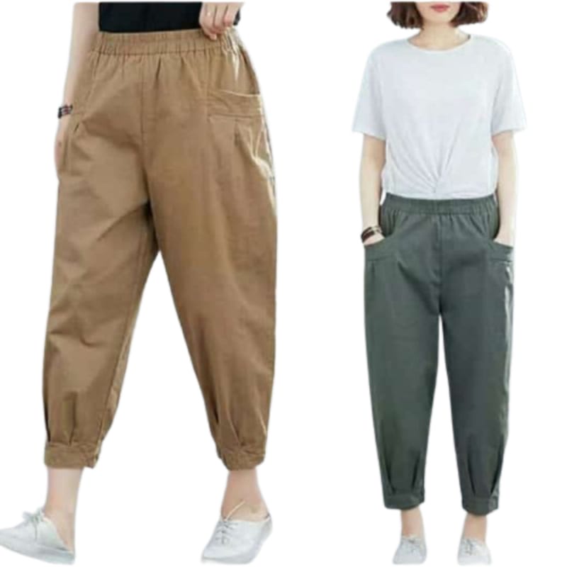 Celana Crop Wanita Jumbo Korean Style Terbaru Sasha Pants