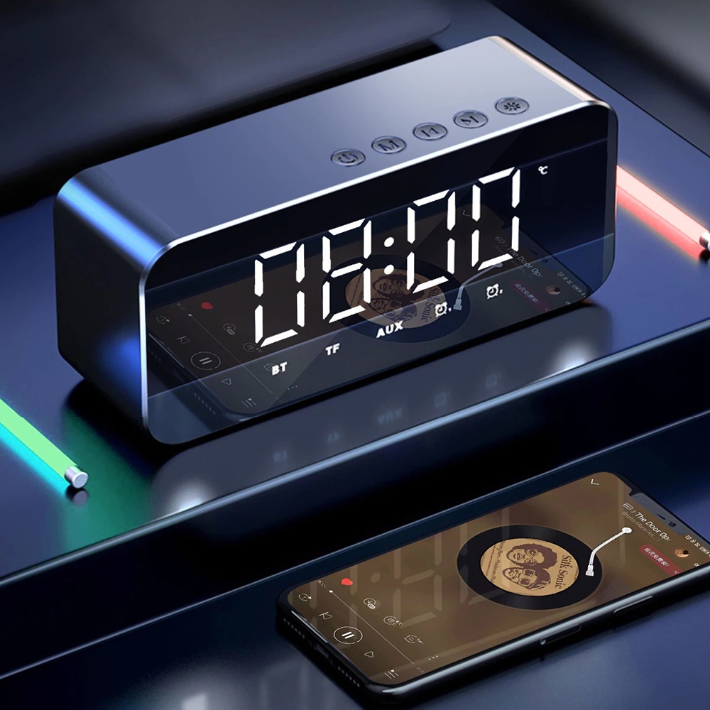 Jam Alarm Clock with Bluetooth Speaker TF AUX FM - G50 - Black