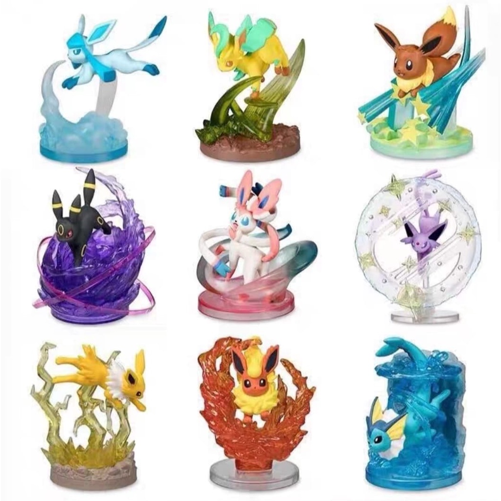 Eeveelution Complete Set Pokemon 9 Action Figure Glaceon Charmander Growlithe Sylveon Mimikyu Leafeo
