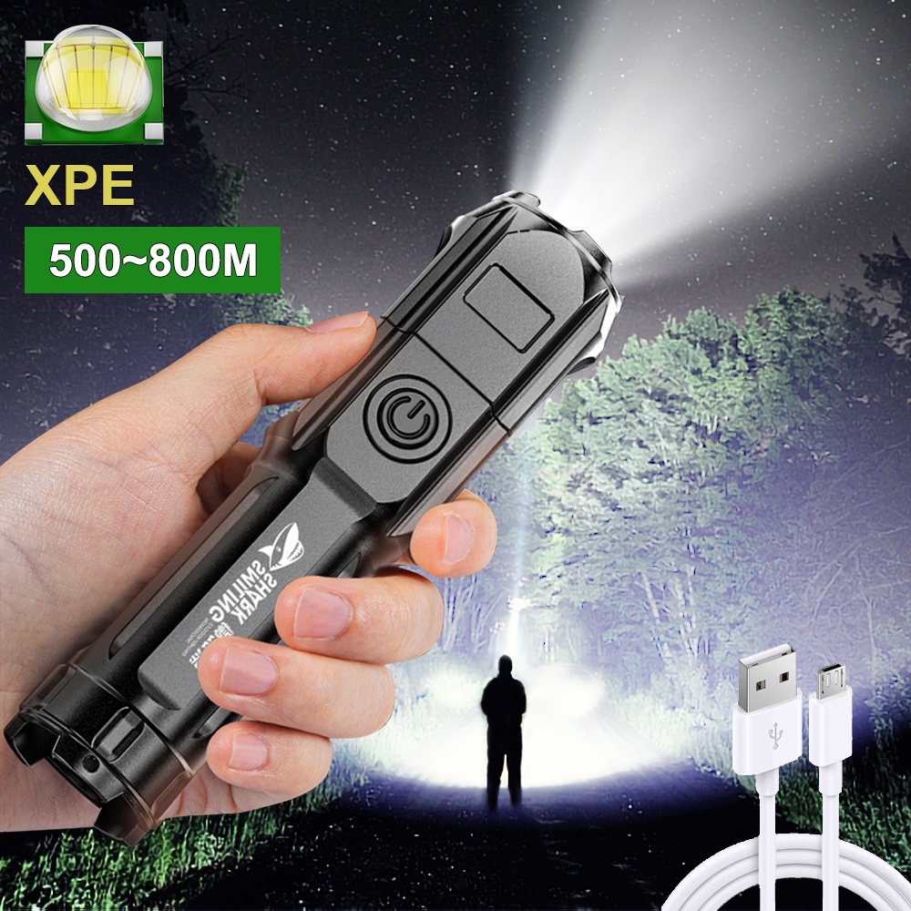 Lampu Senter LED Portable Bahan ABS Dengan USB Rechargeable Untuk Outdoor