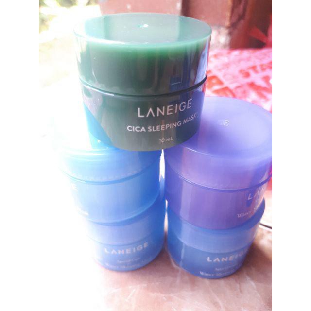 (Dijamin ORIGINAL) Laneige Sleeping Mask Kemasan Kecil Mini/Travel - Water &amp; Lavender 15mL, Cica Hijau 10 mL (Masker Wajah Lanaige Biru))