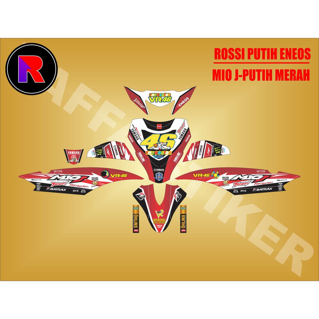 Decal Sticker Fullbody YAMAHA MIO J-MERAH PUTIH ENEOS ROSSI MERAH