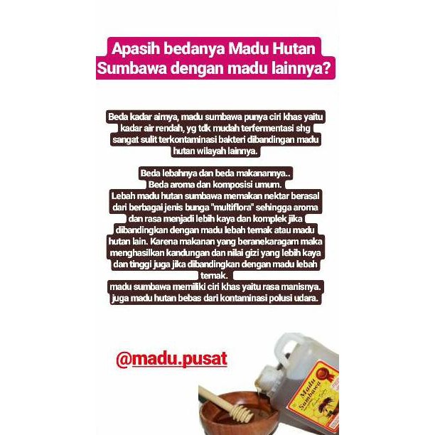 

>[HEMAT]madu asli sumbawa (raw honey) murni 100% F4st Respon,,<
