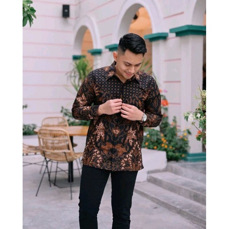 Batik Pria Premium Terbaru Modern Full Furing Lengan Panjang Pendek Asli Solo - Baju Batik Pria Seragam Kerja Kantor