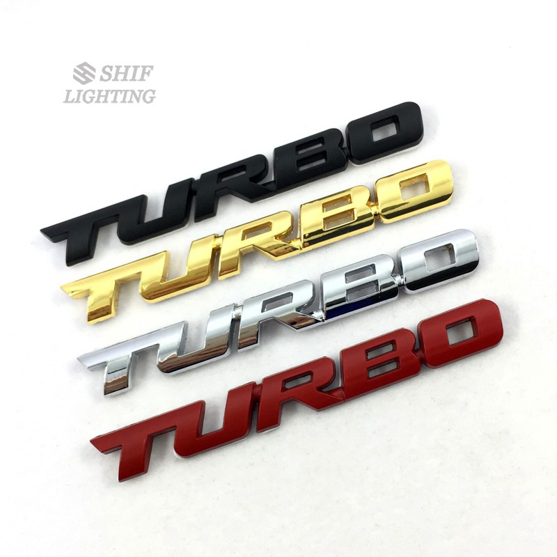 1Pc Stiker Emblem / Badge Motif Logo Turbo Bahan Metal untuk Mobil