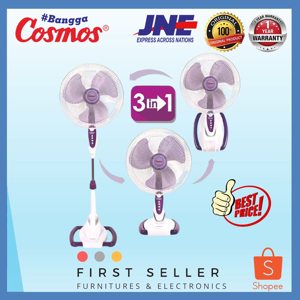 KIPAS ANGIN WADESTA/WALL DESK STAND FAN 3 IN 1 COSMOS 16SO33 WARNA RANDOM ORIGINAL 100% TERMURAH !