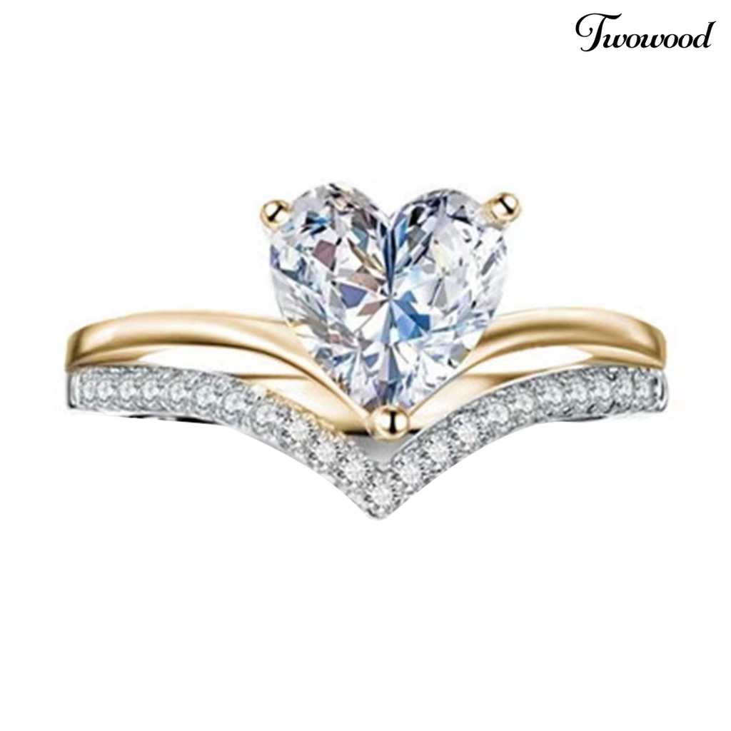 Twowood Hand Ring Exquisite Workmanship Wide Application Alloy Heart Shaped Finger Ring Wedding Accessories