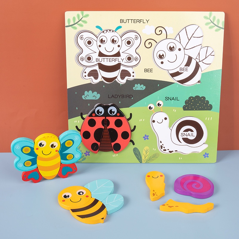 [ Potatoys ] Mainan Edukasi Anak Animal / Puzzle Timbul 3D 4 Hewan / Mainan 3d Puzzle