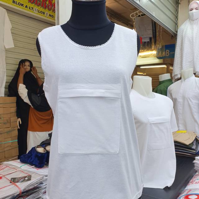 SINGLET WANITA/ TANKTOP KANTONG/ SINGLET KANTONG/ DALAMAN WANITA UMROH/SINGLET PUTIH
