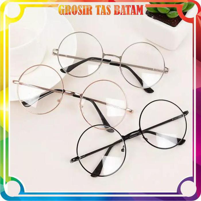 

lidya_viani R092 Kacamata Bulat Fashion Wanita Pria Frame Bingkai Optik Sunglasses Korea Import