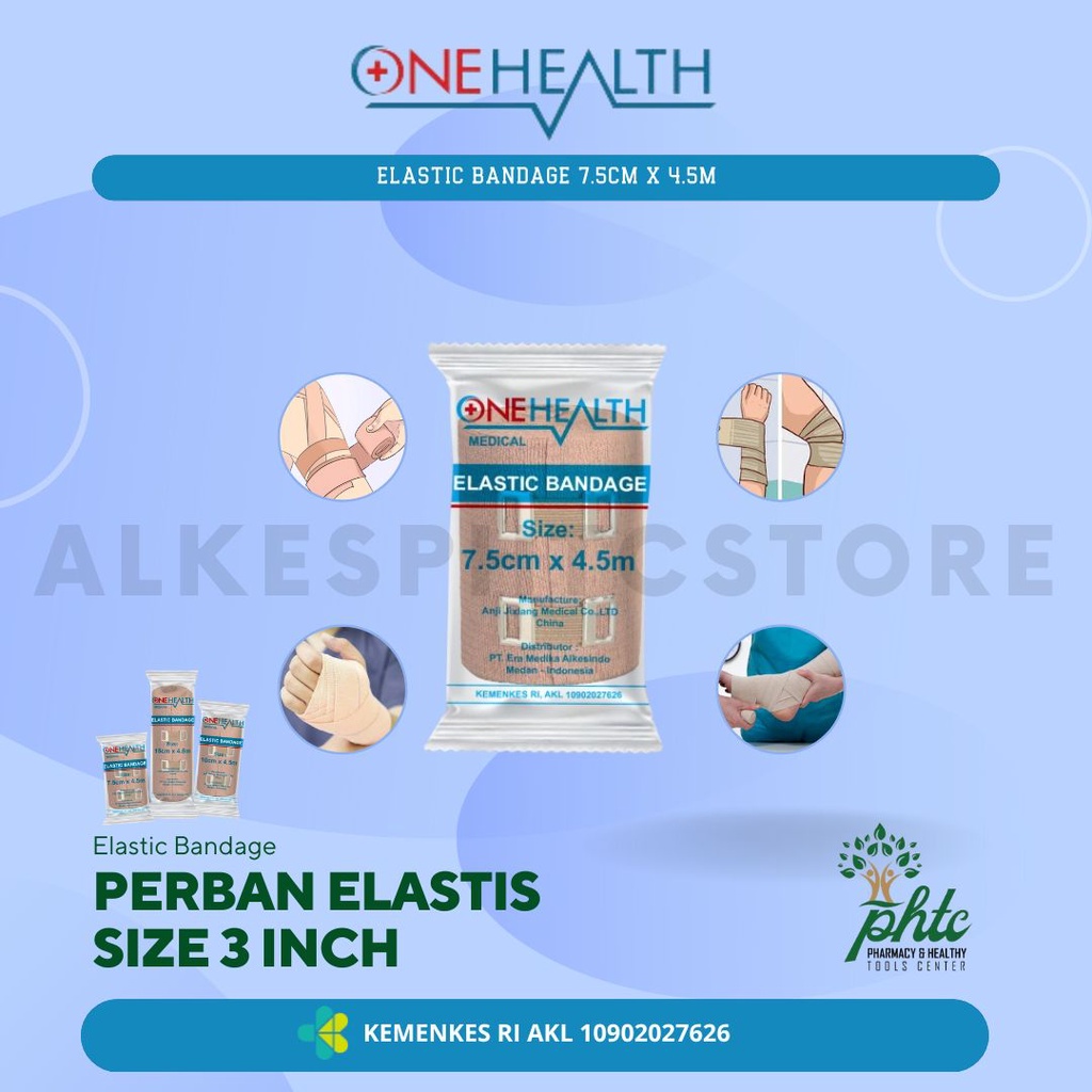 ONEHEALTH Perban Elastis 7.5cm x 4.5m l Elastic Bandage 3 Inch