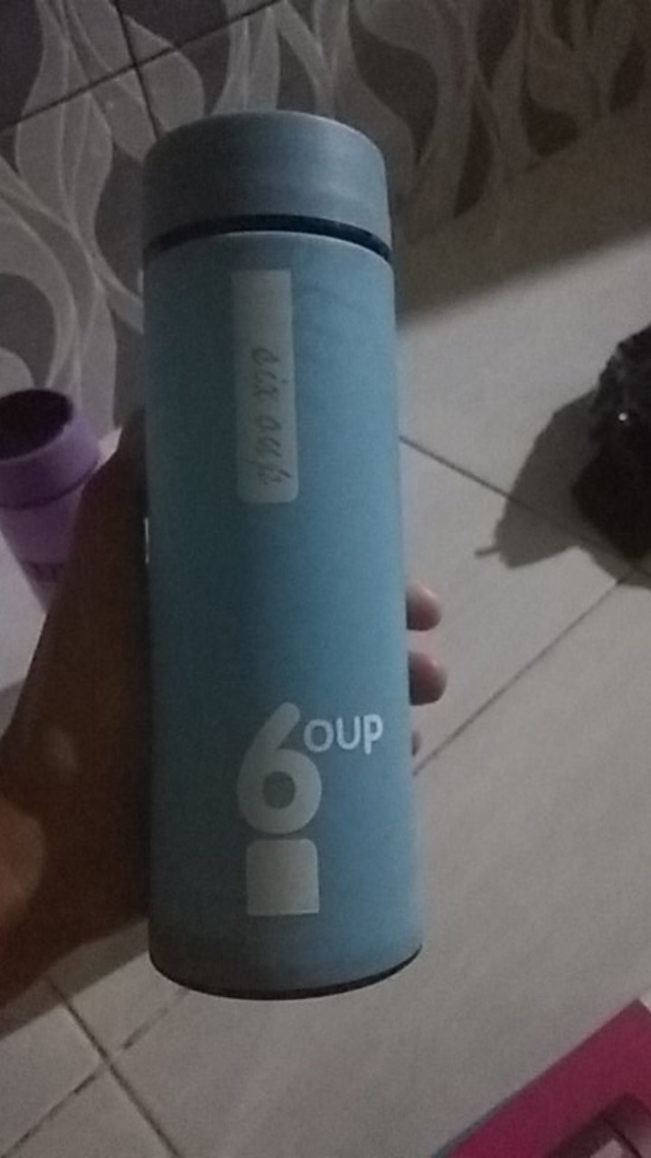 Botol Minum Kaca Six Oup 450ml Beling Cover Plastik 6oup Logo