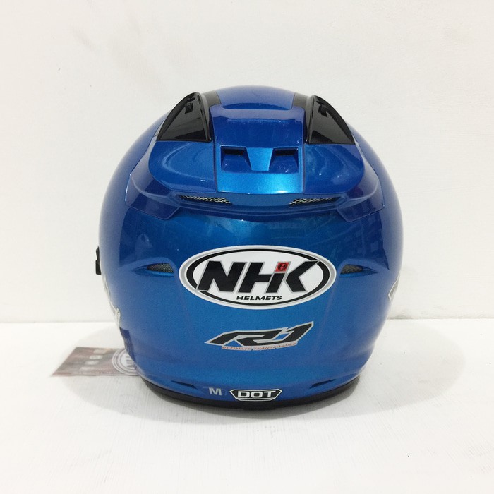 Unique Helm NHK R1 Solid Blue Metalic Biru Metalik Double Visor