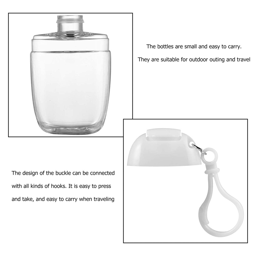 30ml Clear Empty Bottles with Travel Holder Hook Keychain