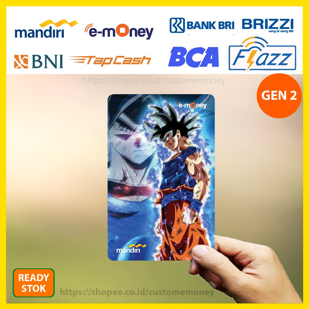 Emoney Game Anime Goku Dragons Ball Z 7 Etoll E-Money Mandiri Flazz GEN 2 Tapcash BRI Brizzi - 1 SISI