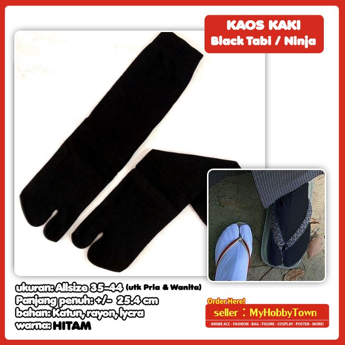 Tabi Kaos Kaki Jepang Geta Ninja Samurai Hitam