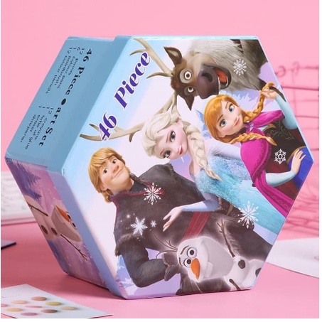 

⚡boyleexashop⚡Pensil warna set 46 pcs kartun Frozen colour pencils draw crayon set kotak melukis gambar anak-anak sekolah hadiah gift anak