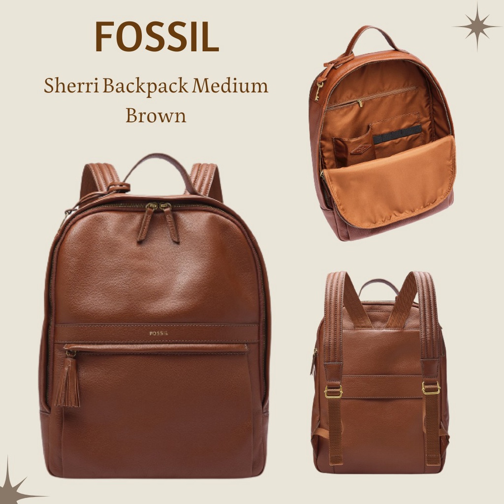 Tas Wanita Fossil original 100% Sherri Backpack Med Brown SHB2851210